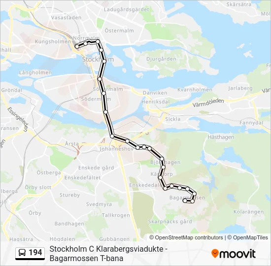194 buss Linje karta