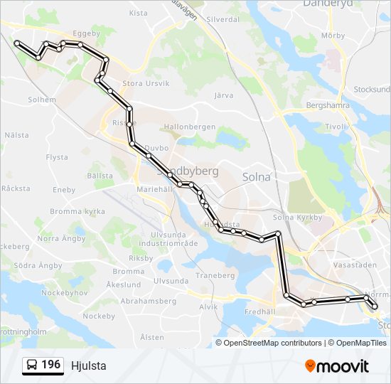 196 Rutt: Tidtabeller, Hållplatser & Kartor - Hjulsta (Uppdaterat)