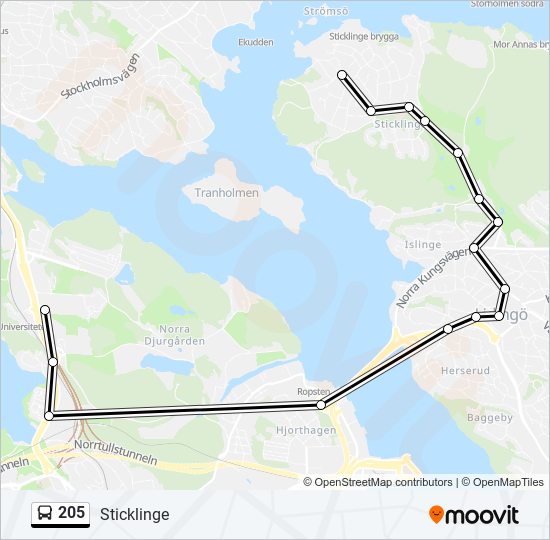 205 bus Line Map