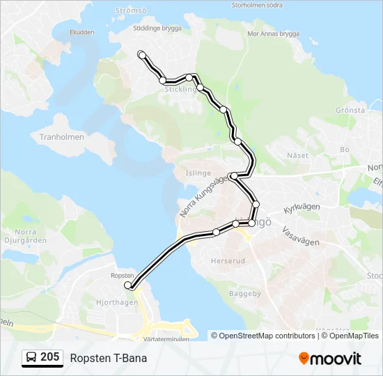 205 Bus Line Map