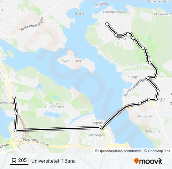 205 Bus Line Map