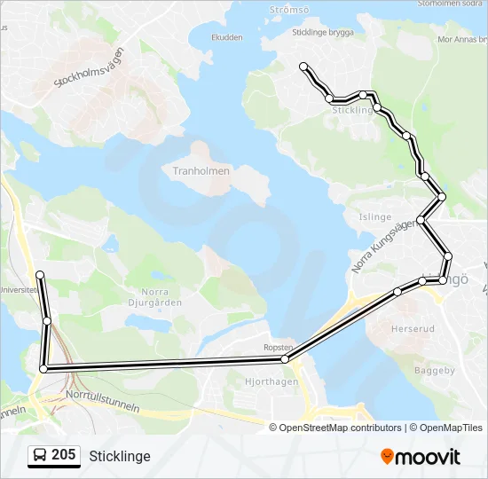 205 Bus Line Map