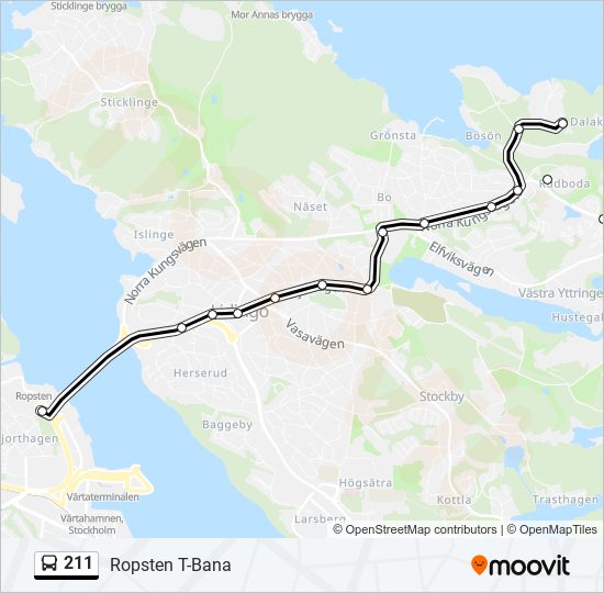 211 bus Line Map