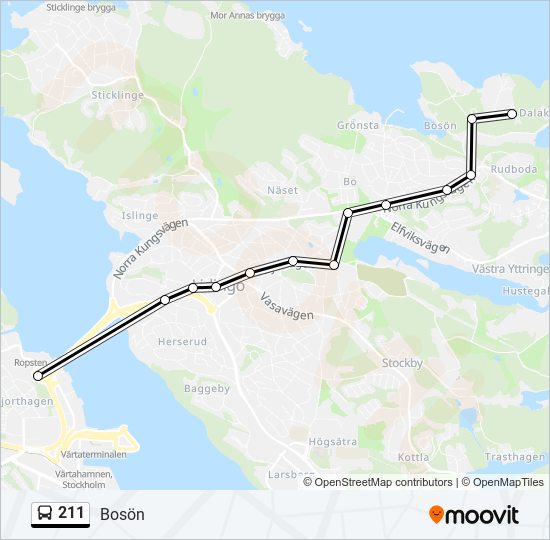 211 bus Line Map