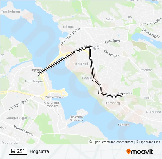 291 Bus Line Map