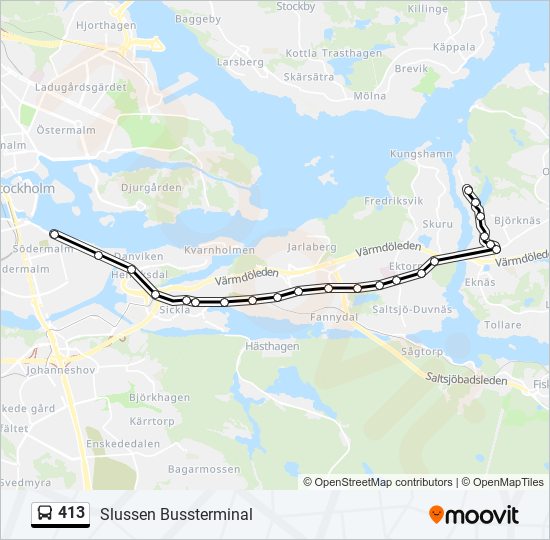 413 bus Line Map