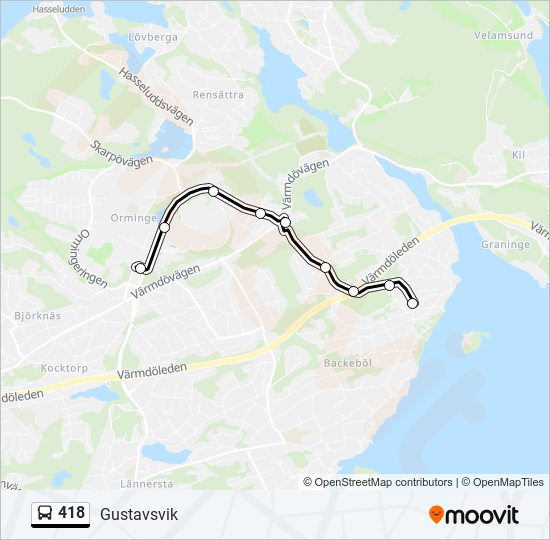 418 bus Line Map