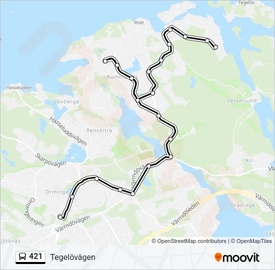 421 Bus Line Map