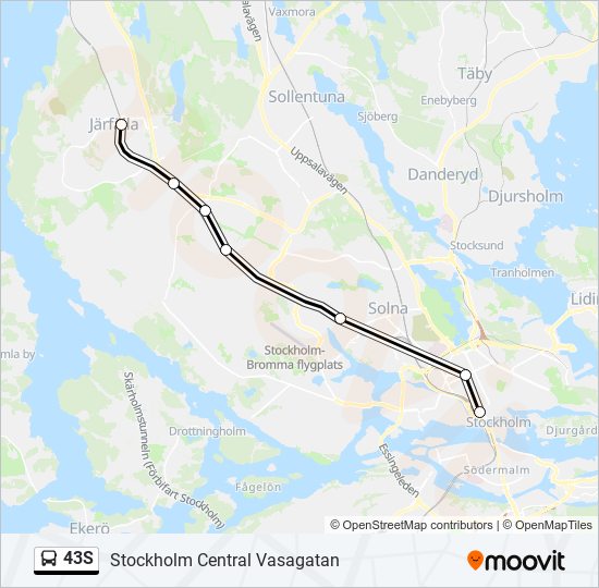 43S bus Line Map