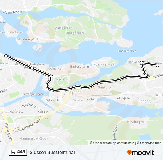 443 bus Line Map