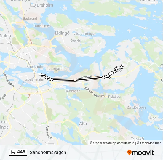 445 Bus Line Map