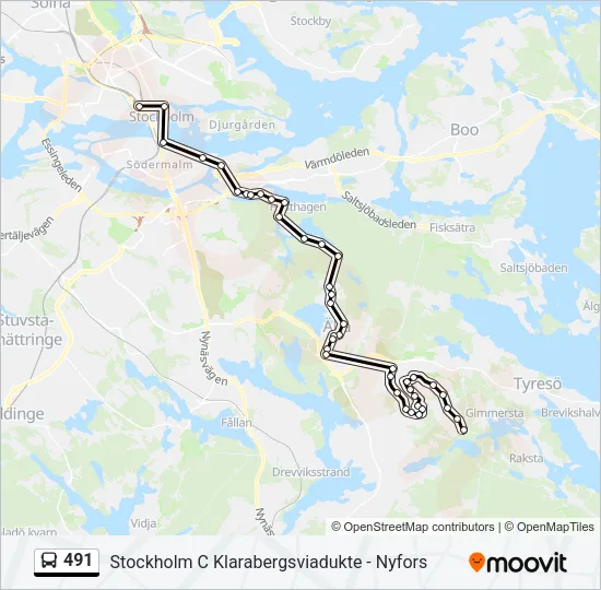 491 Bus Line Map
