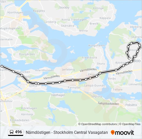 496 bus Line Map