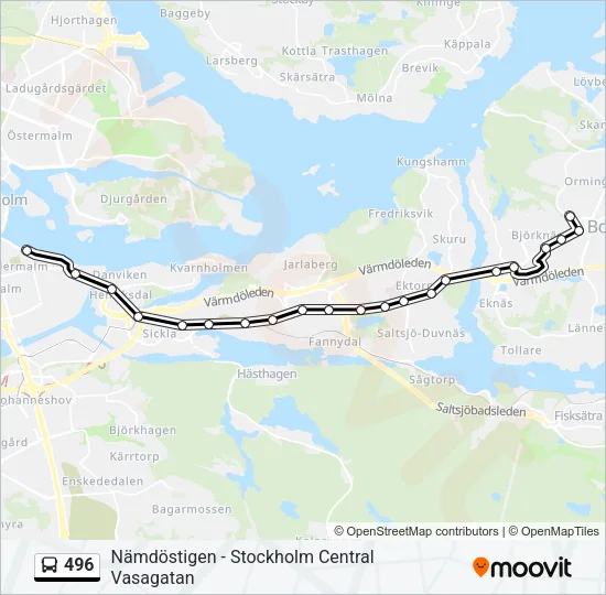 496 Bus Line Map