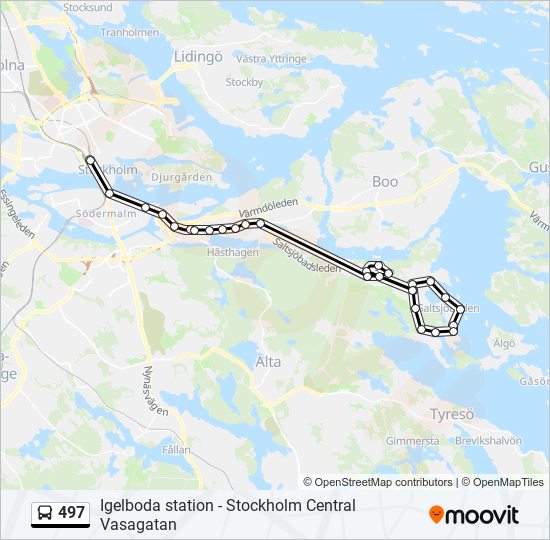 497 bus Line Map