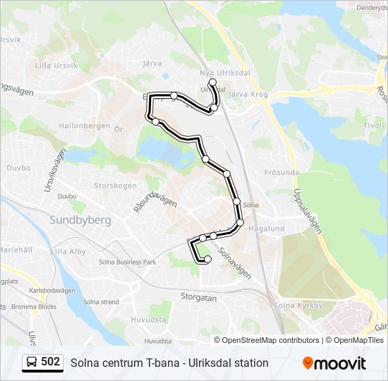 502 bus Line Map