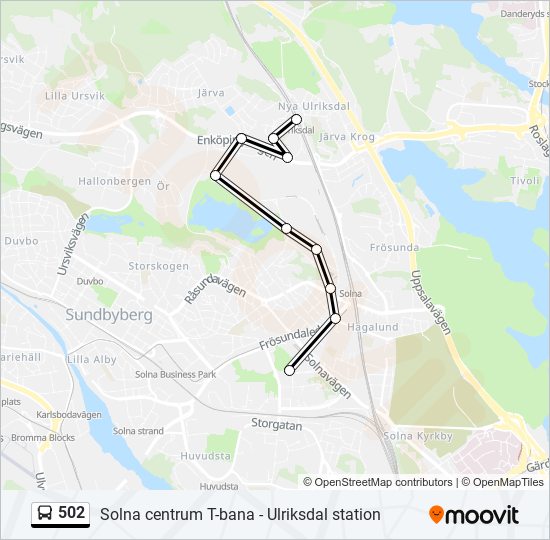 502 bus Line Map