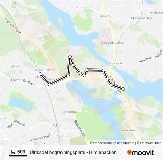 503 buss Linje karta
