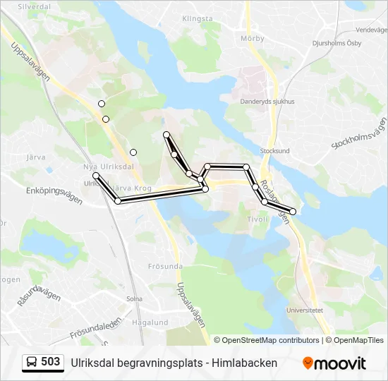 503 buss Linje karta