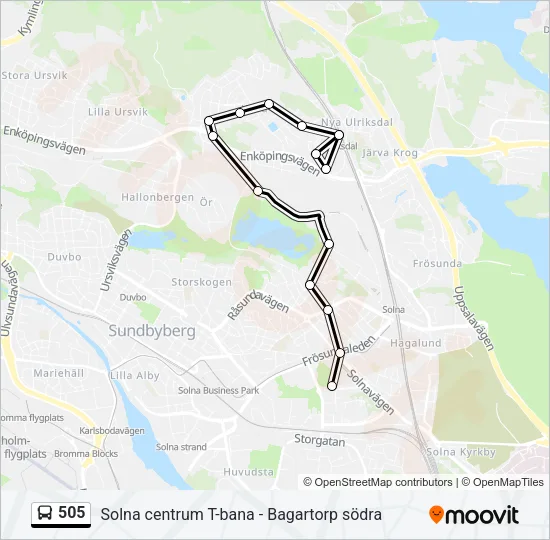 505 Bus Line Map