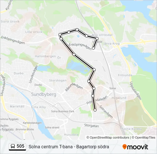 505 Bus Line Map
