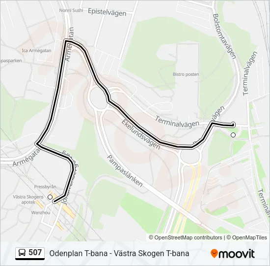507 Bus Line Map
