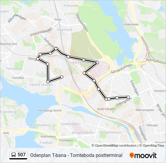 507 bus Line Map