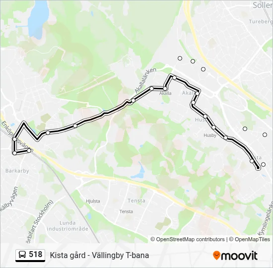 518 Map 518 Route: Schedules, Stops & Maps - Barkarby Station (Updated)
