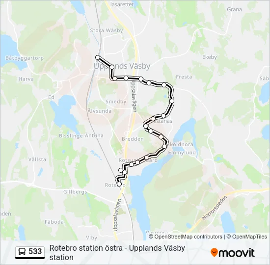 533 Bus Line Map