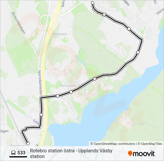 533 Bus Line Map