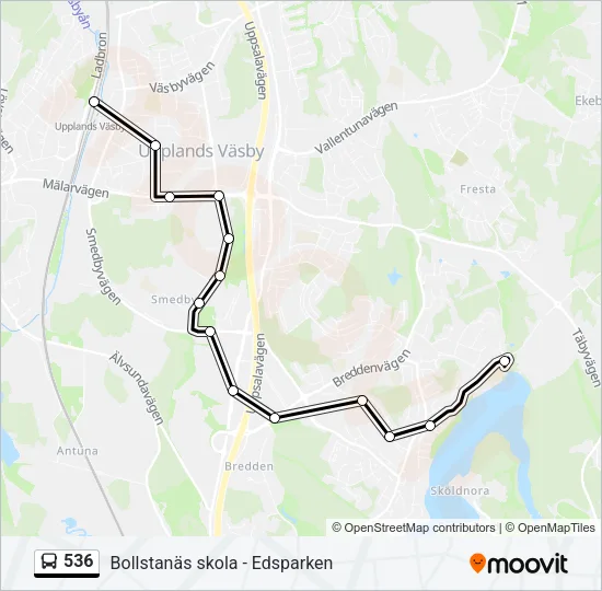536 Bus Line Map