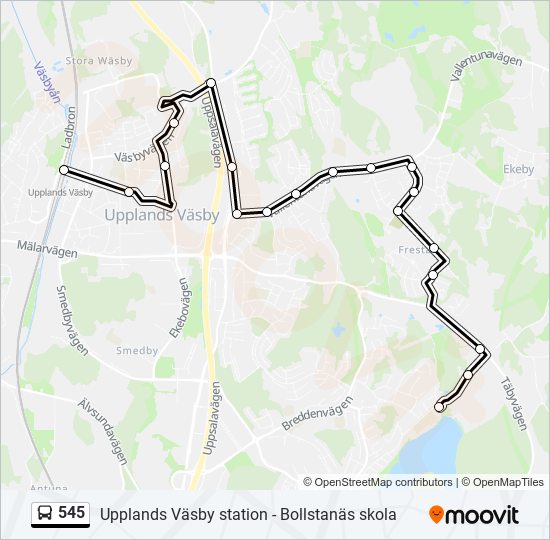 545 bus Line Map