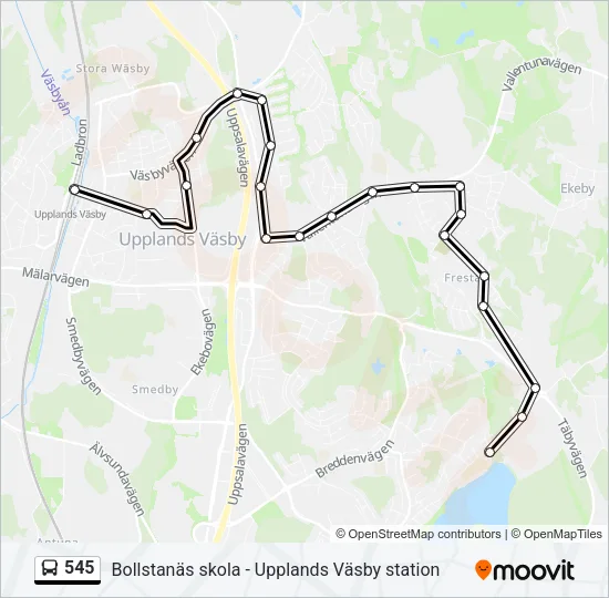 545 Bus Line Map