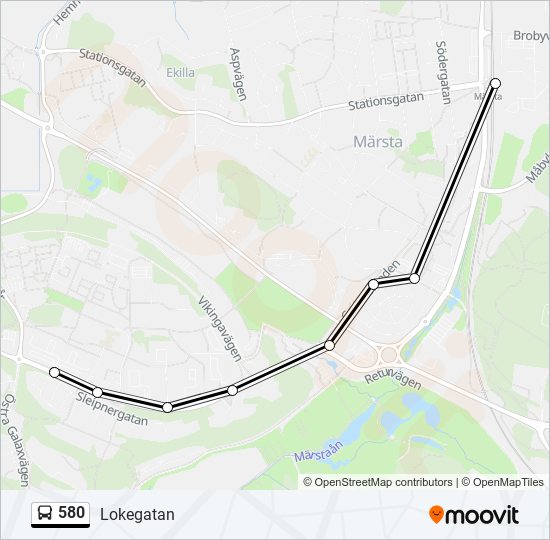 580 bus Line Map