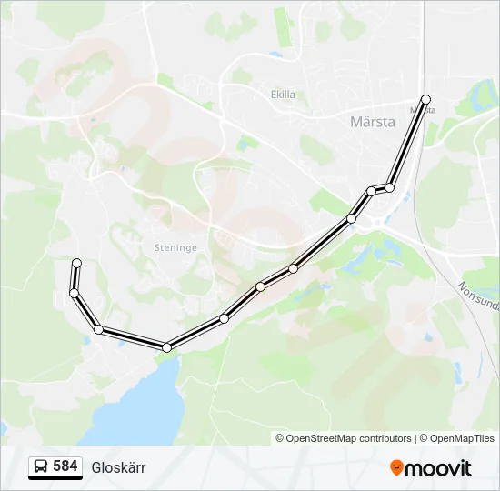 584 Bus Line Map