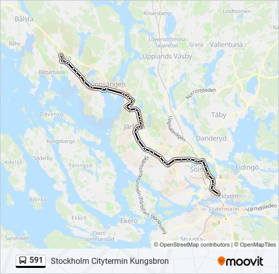 591 Route: Schedules, Stops & Maps - Stockholm Citytermin Kungsbron ...