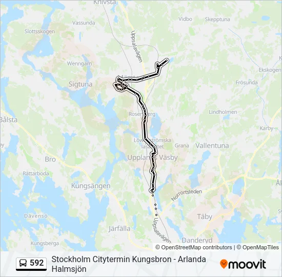 592 Bus Line Map