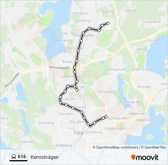 616 bus Line Map