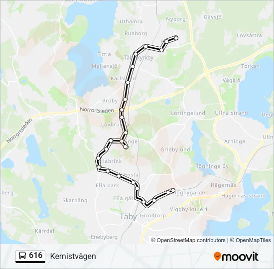 616 Bus Line Map