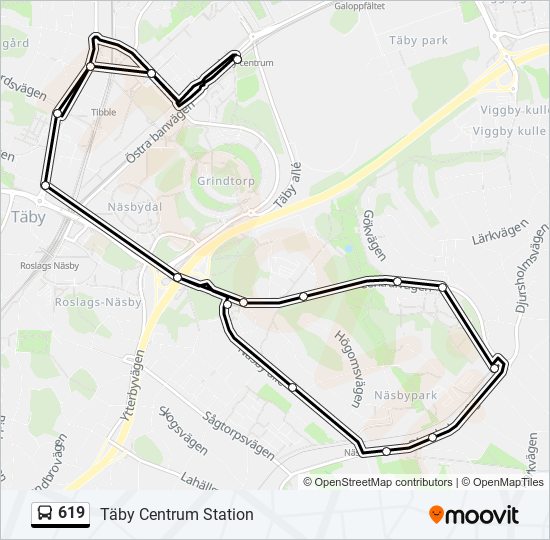 619 bus Line Map