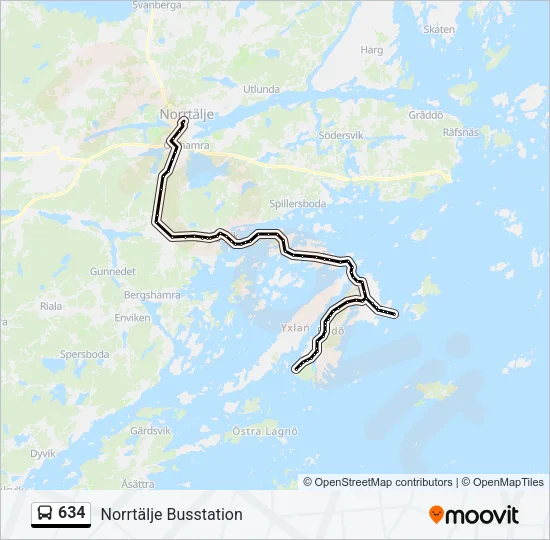 634 Bus Line Map