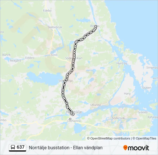637 Bus Line Map