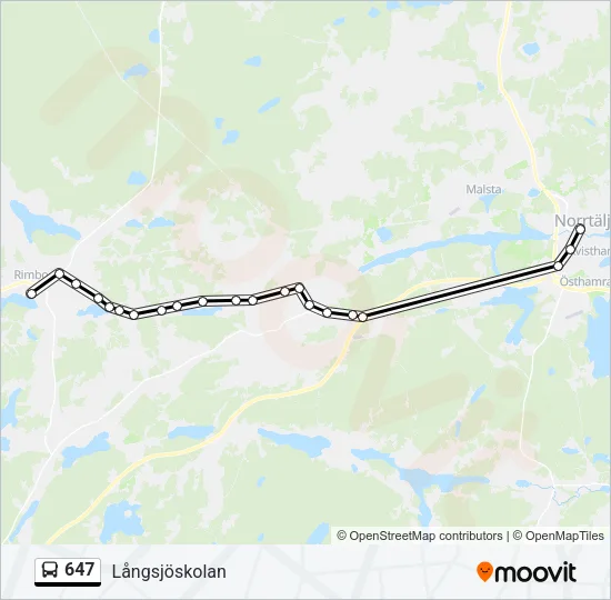 647 Bus Line Map