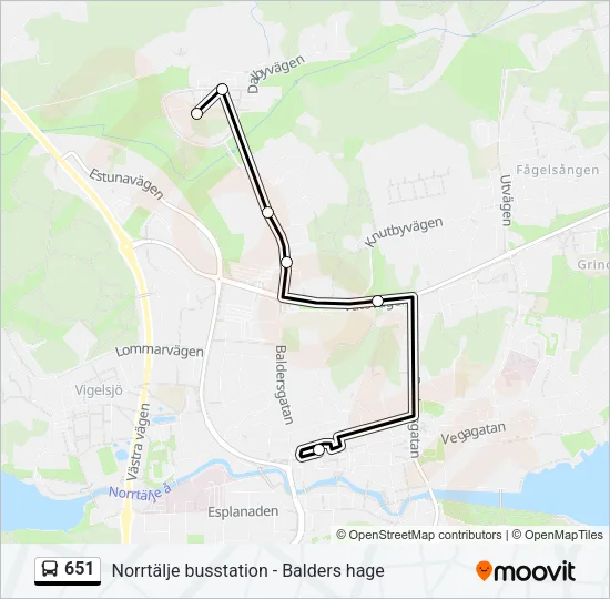 651 Bus Line Map
