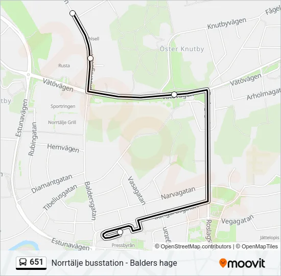 651 Bus Line Map