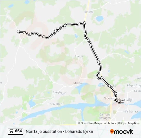 654 Bus Line Map