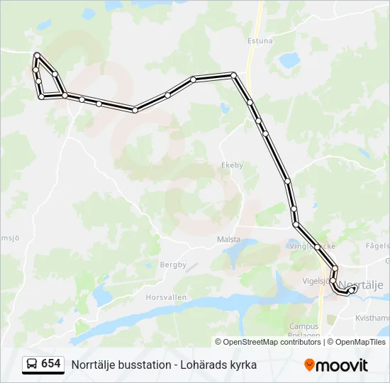654 Bus Line Map