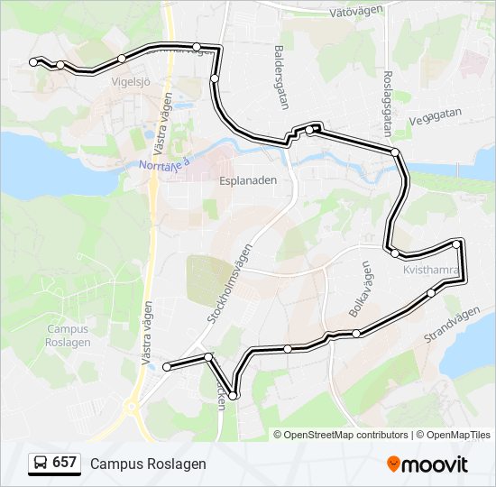 657 bus Line Map