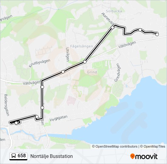 658 bus Line Map