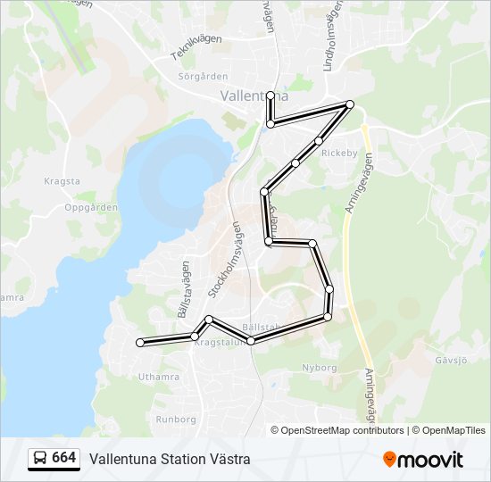 664 bus Line Map